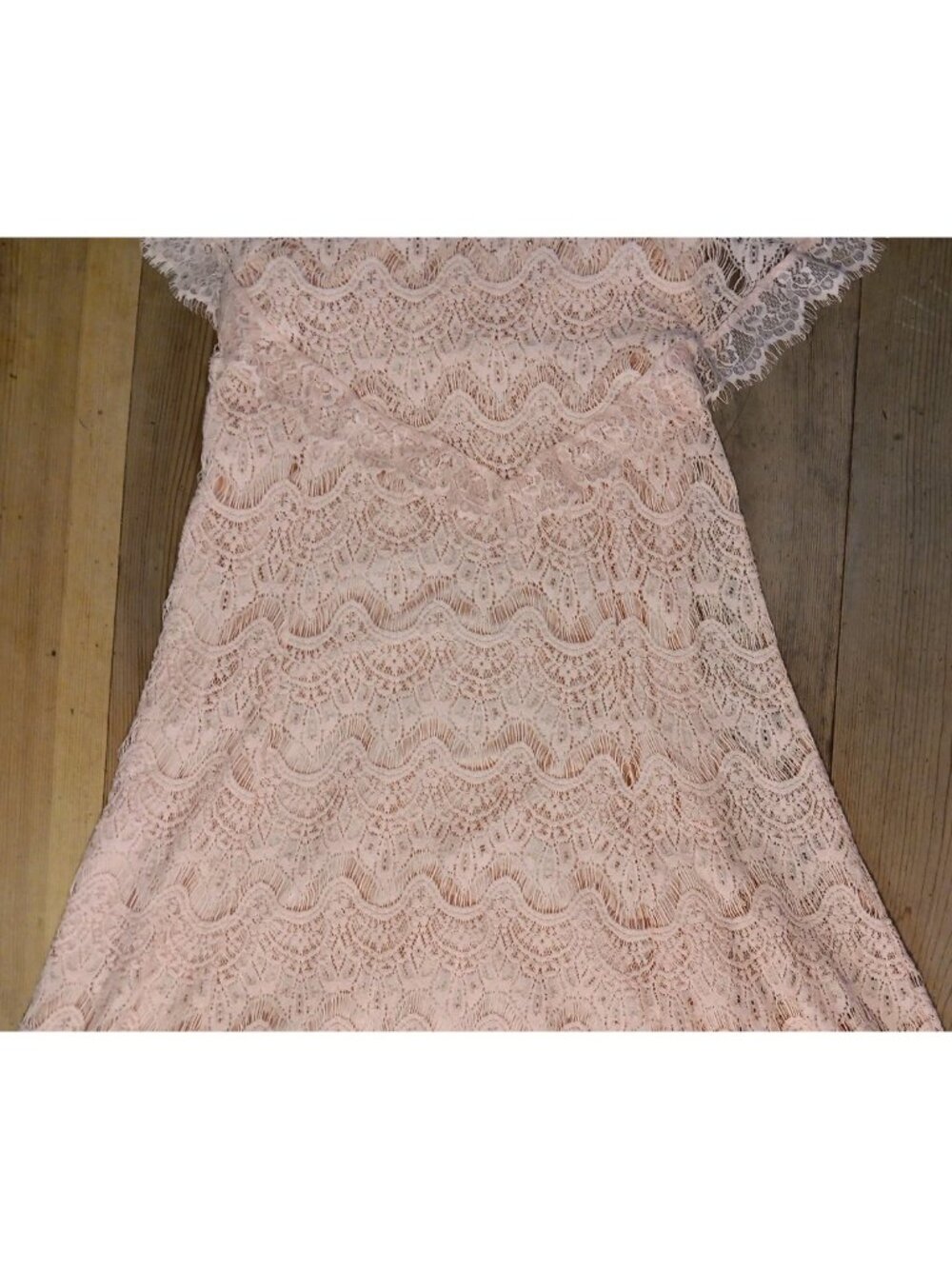 Reba Midi Dress Womens XL Pink Crochet Floral Lace V Neck Rhinestone Pullover - Picture 3 of 12